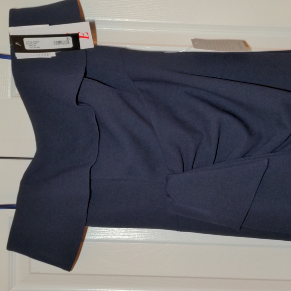 NEW with tags Nordstrom Ruched Off the Shoulder Crepe Gown in Navy - Picture 10 of 16